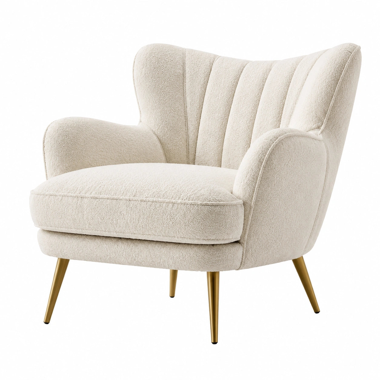 Fauteuil en tissu bouclé et métal blanc 85x85x75 cm