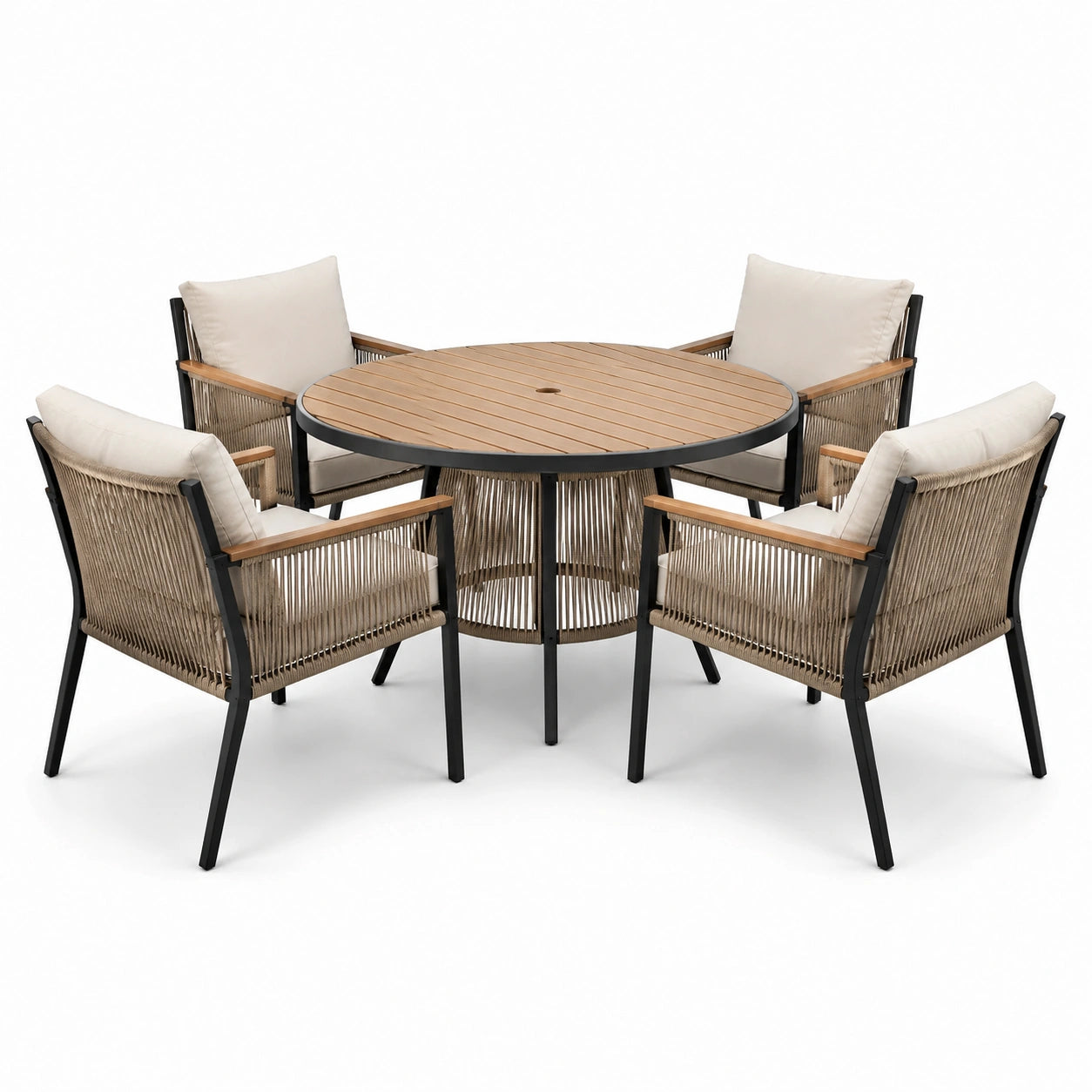 Ensemble de salle à manger de jardin en aluminium et teck